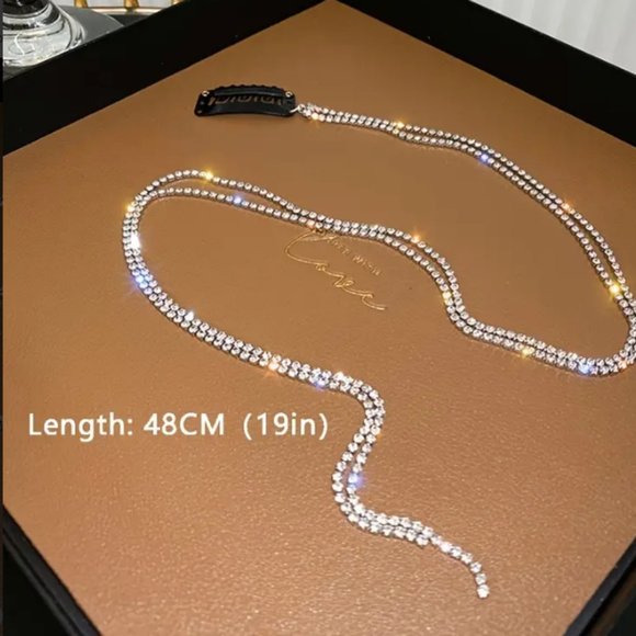 CRYSTAL HAIR TASSELS in Silver (set of 2) - Picture 3 of 3